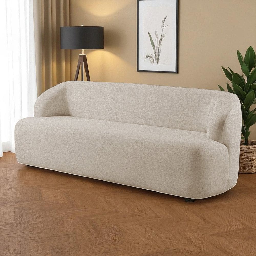 Sofá Fixo Noah 3 Lugares Luxo 2,0m Castellar Móbile Linho Bege