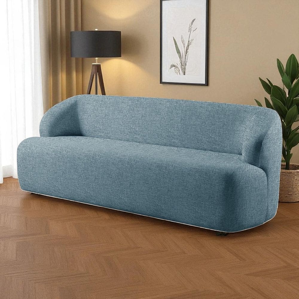 Sofá Fixo Noah 3 Lugares Luxo 2,0m Castellar Móbile Linho Azul