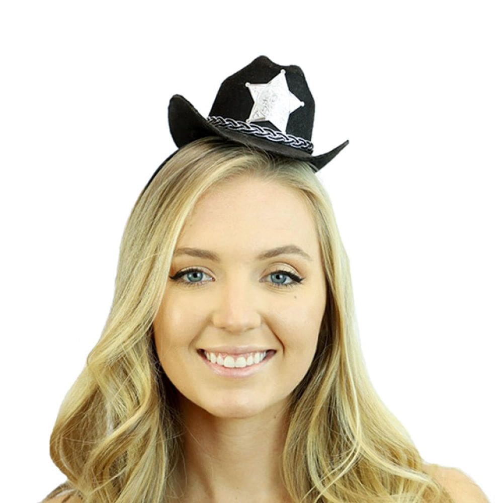 Fantasia, bandana, mini chapéu de cowboy, preto, ajuste universal, para adultos