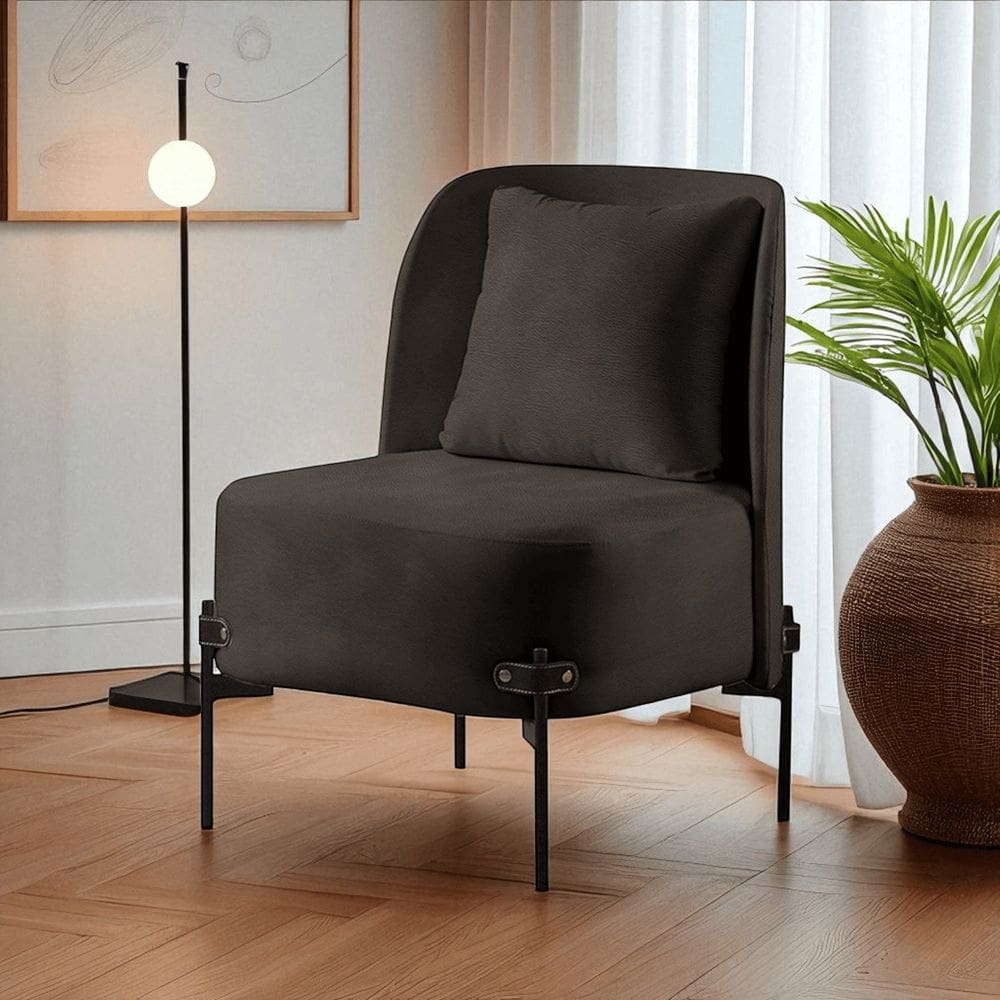 Poltrona para Sala de Estar Madeira Maciça Aurora Luxo Preto