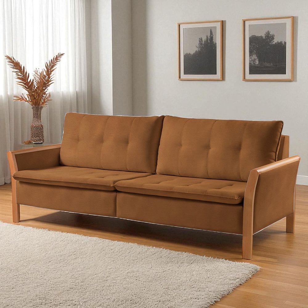 Sofá Fixo Matteo 2 Lugares Luxo 1,60m Castellar Móbile Sintético Caramelo