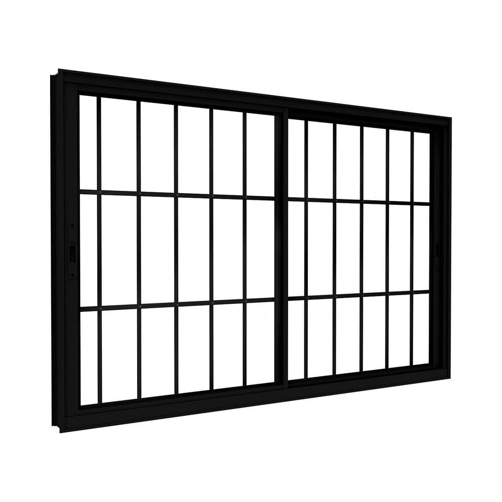 Janela de Alumínio de Correr Lateral 2 Folhas Móveis com Grade 100x150cm Lucasa Ideale Preto