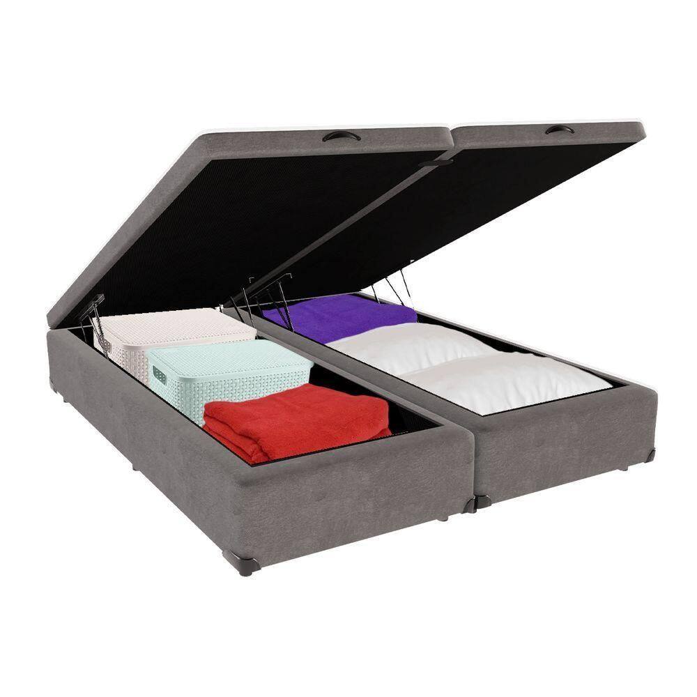 Cama Box Baú Queen Bravus 158x198x44 Cinza