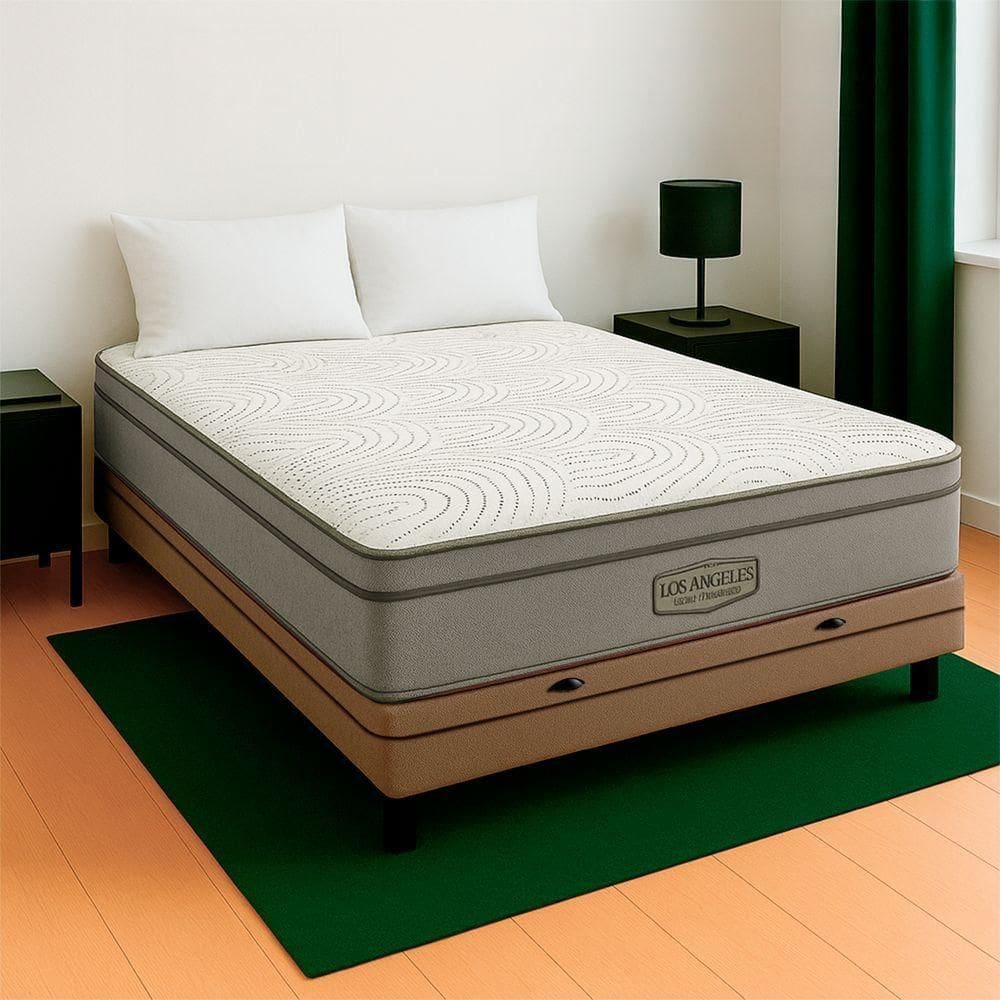 Cama Box Baú Casal E Colchão Los Angeles Molas V-store Bege