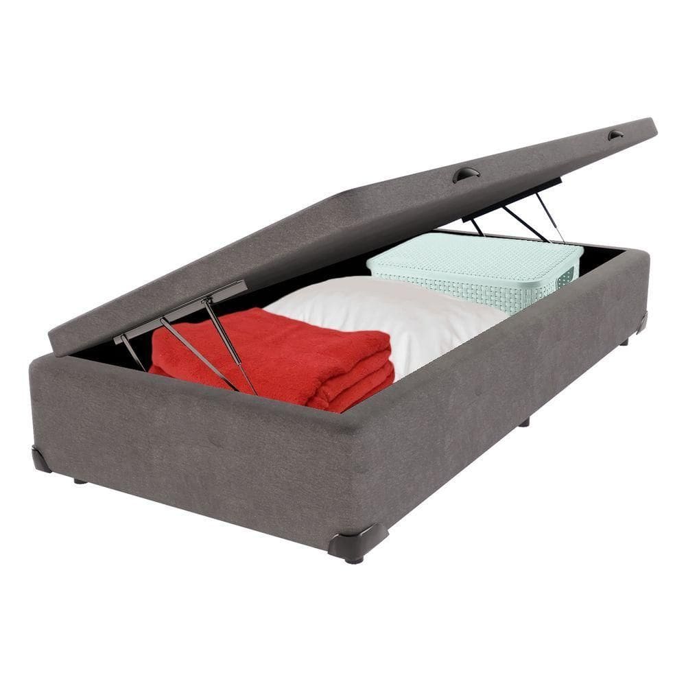 Cama Box Baú Solteiro Bravus 88x188x44 Cinza