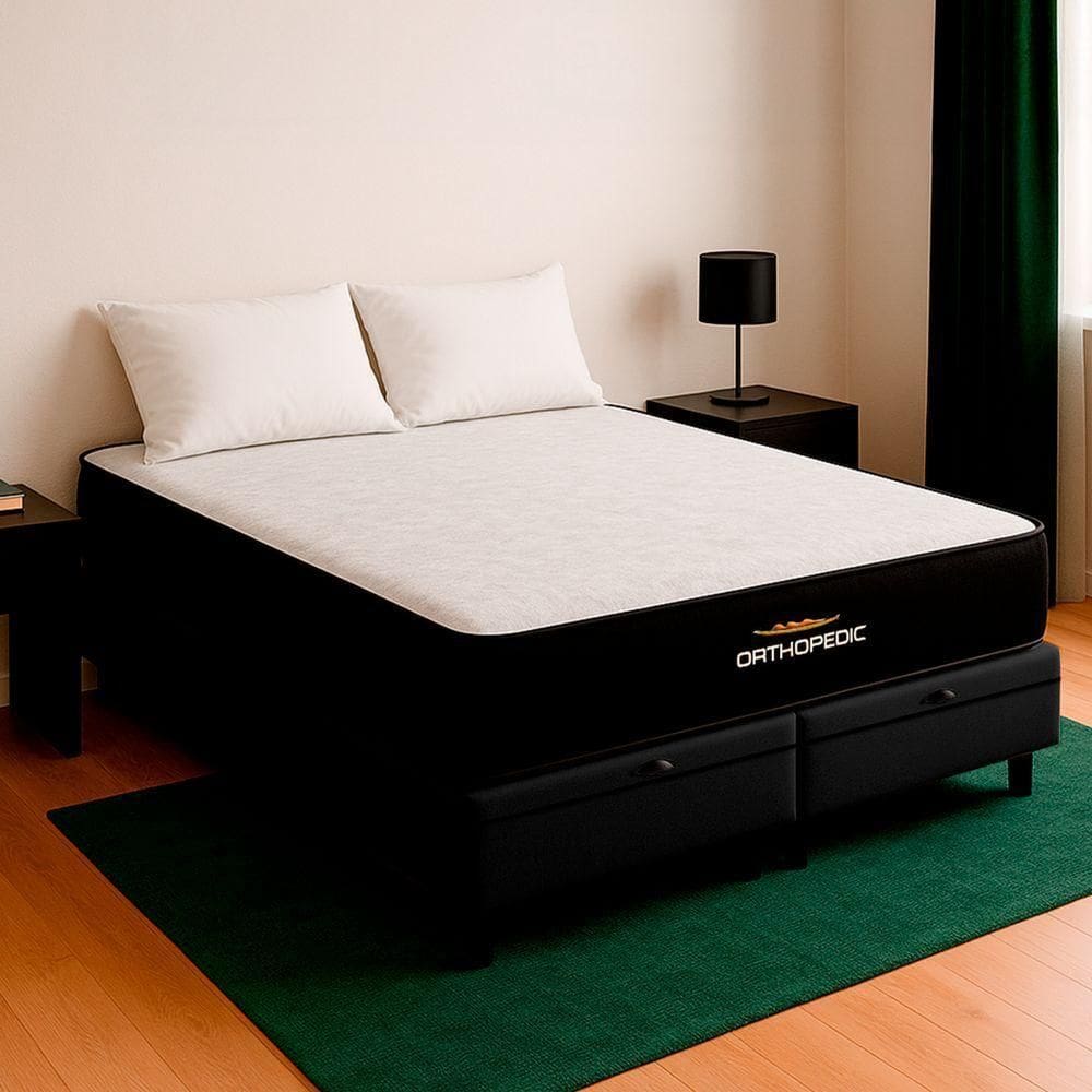 Cama Box Baú Queen Preto E Colchão Orthopedic D33 Vstore