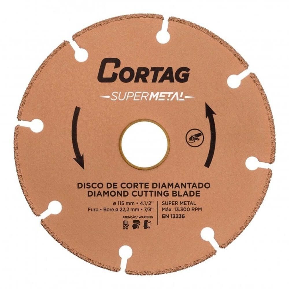 Disco De Corte Diamantado Super Metal De 115mm X 22,2mm - 60657 - Cortag