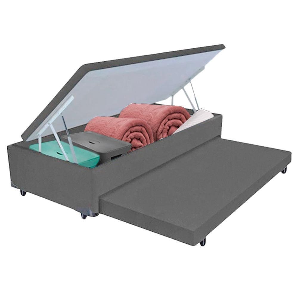 Bicama Box Com Baú Solteirão Cinza 96x203x44 V-store