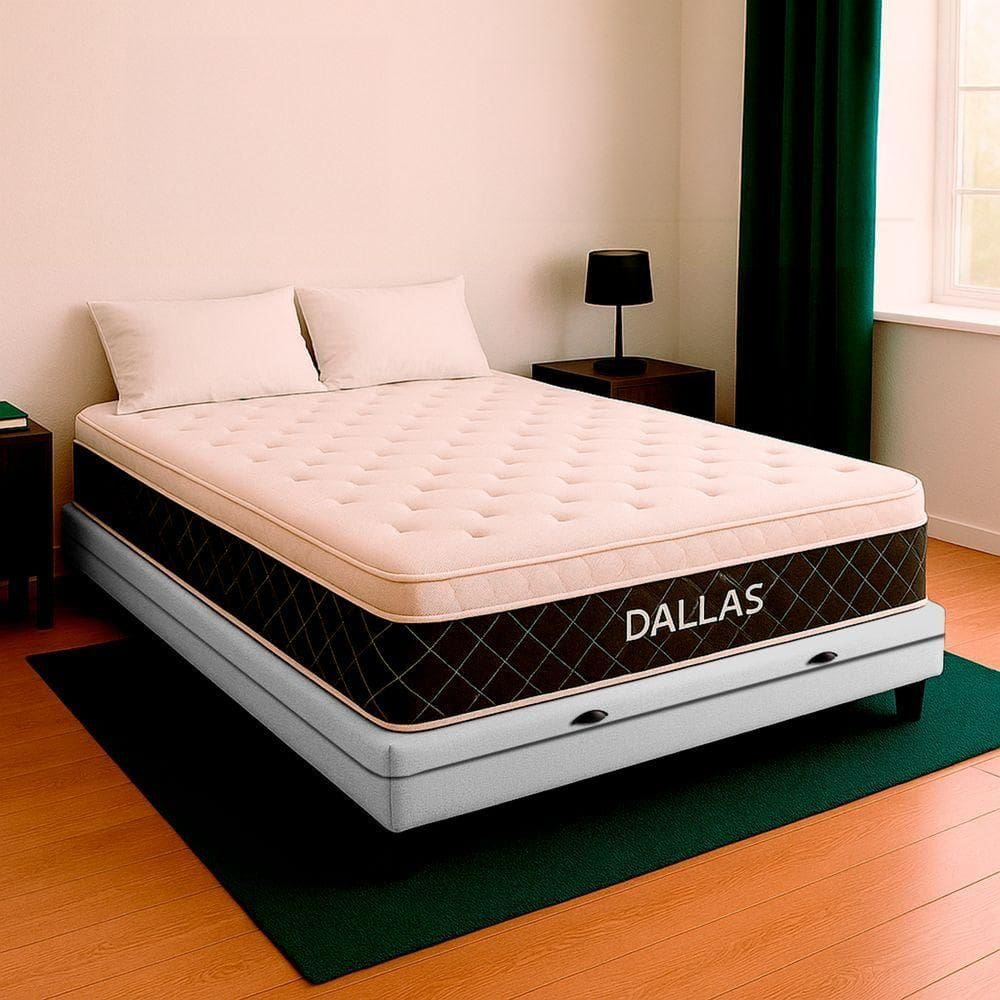 Cama Box Casal Branco Colchão Dallas Molas Vstore 138x188x20