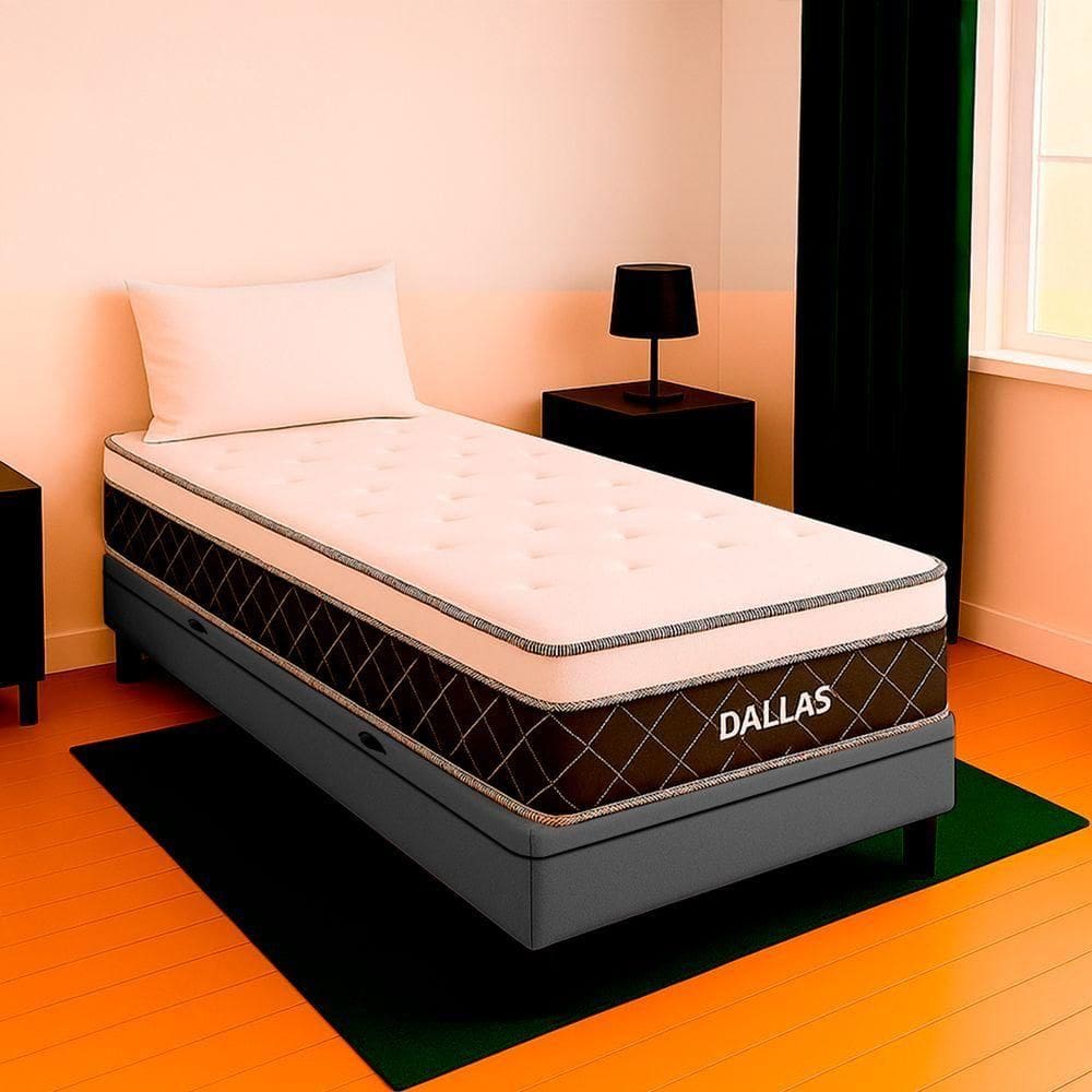 Cama Box Solteiro Cinza Colchão Dallas Molas Vstore 88x188