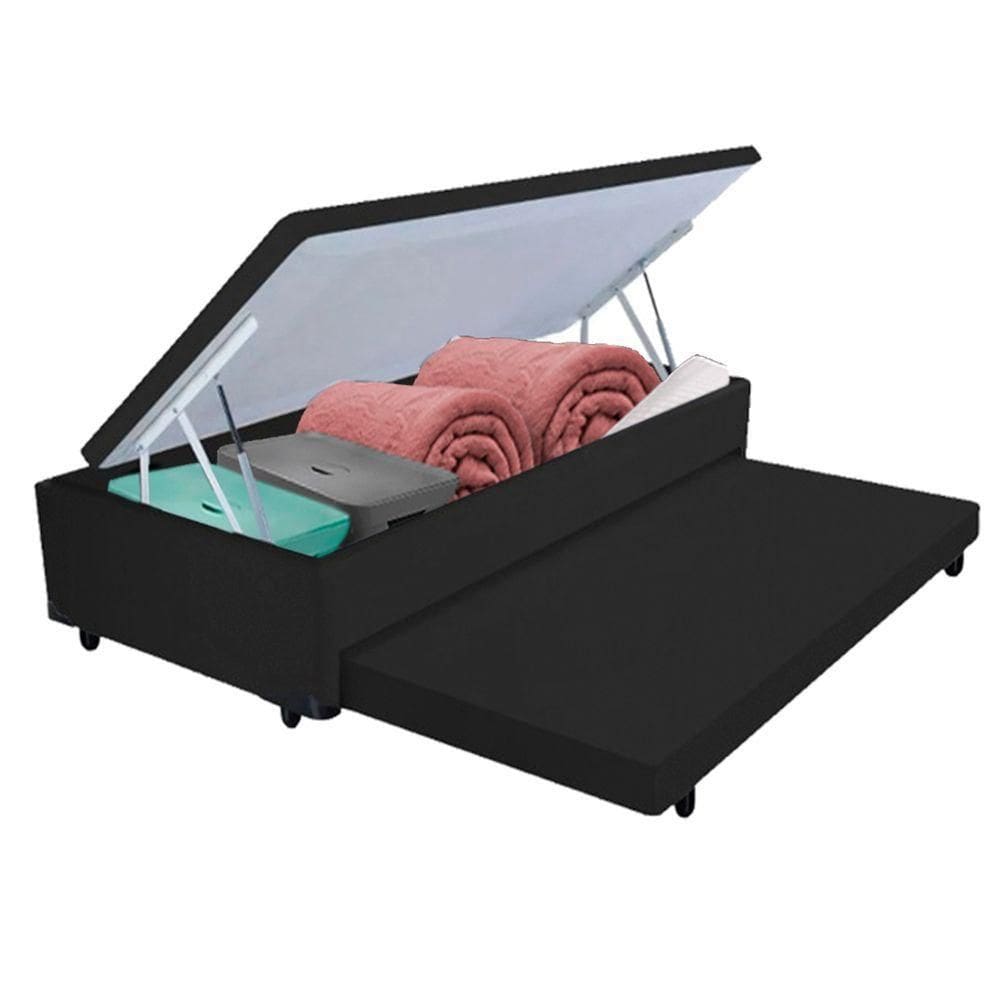 Bicama Box Baú Com Cama Auxiliar Solteiro 88x188x44 Preto