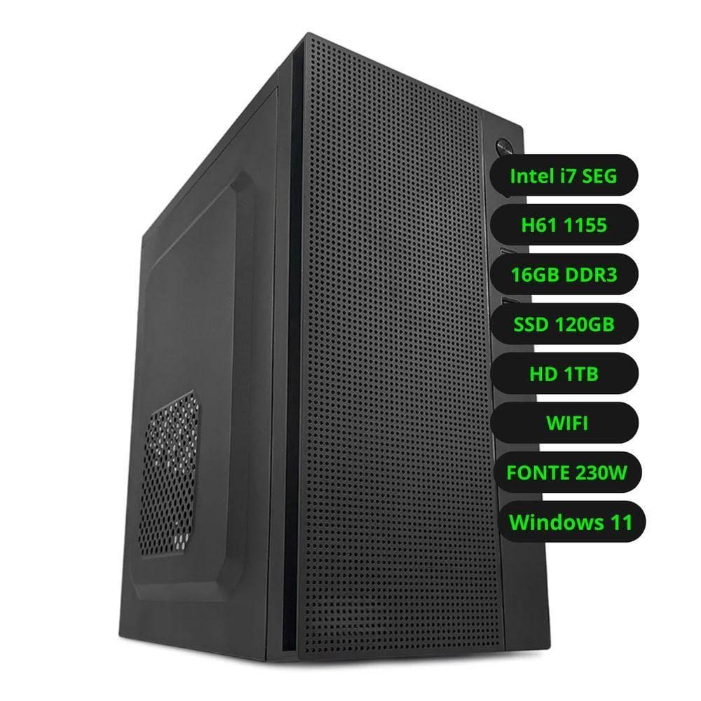 Computador CPU Intel Core i7 H61 16GB DDR3 SSD 120GB HD 1TB WiFi