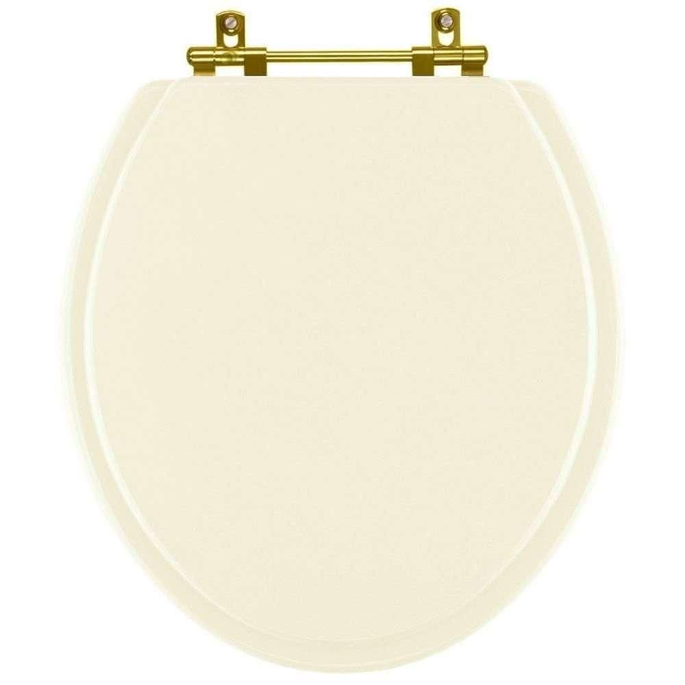 Tampa De Vaso Poliéster Convencional Creme Para Bacia Deca Com Ferragem Dourada