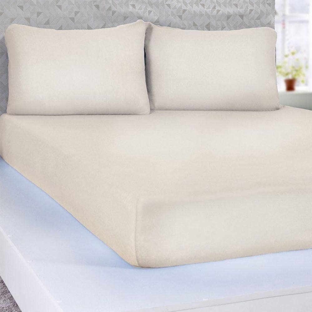 Lençol Casal Serena Malha 100% Algodão 138x188x23cm Pérola