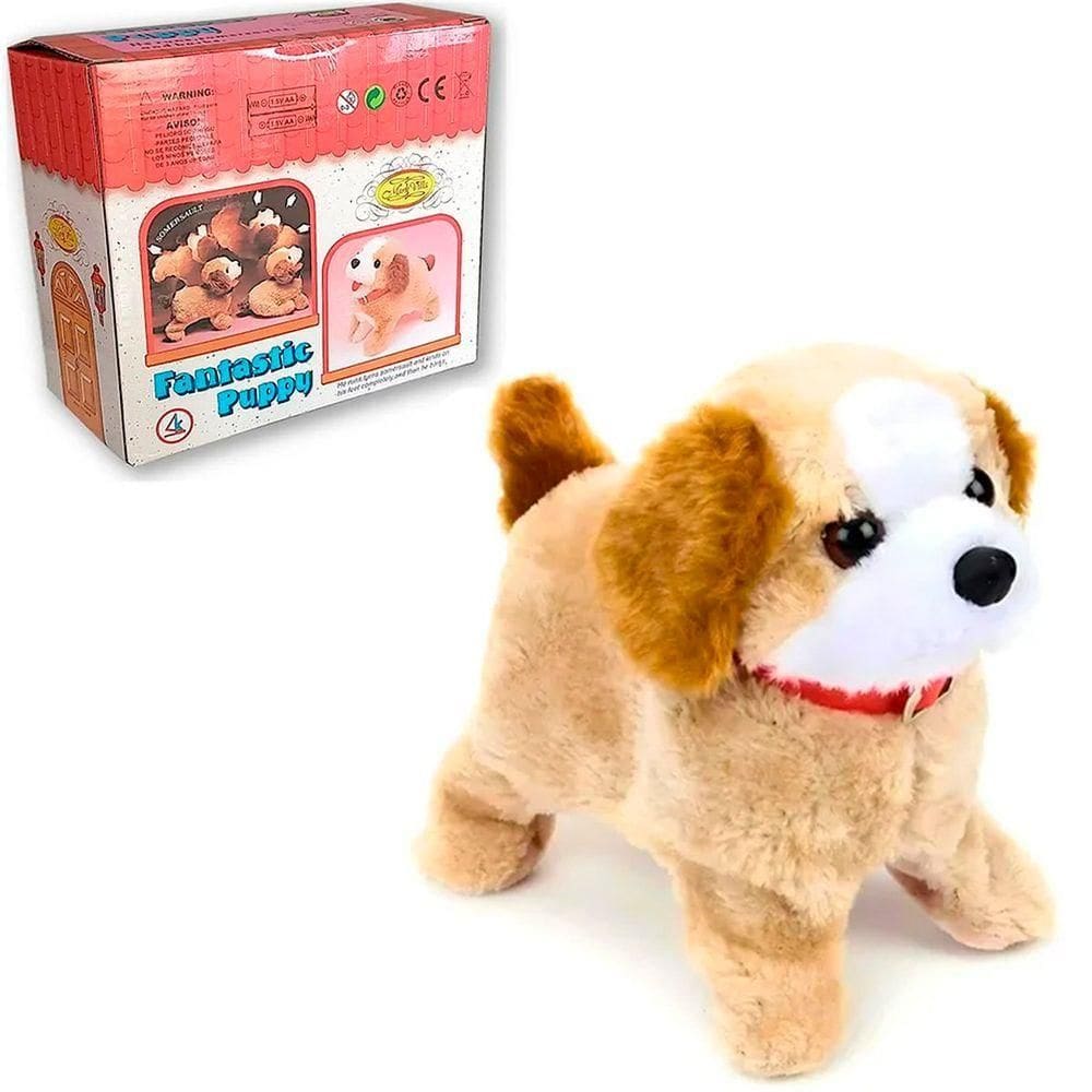 Cachorro Cachorrinho Pula Anda Brinquedo Pelúcia Late