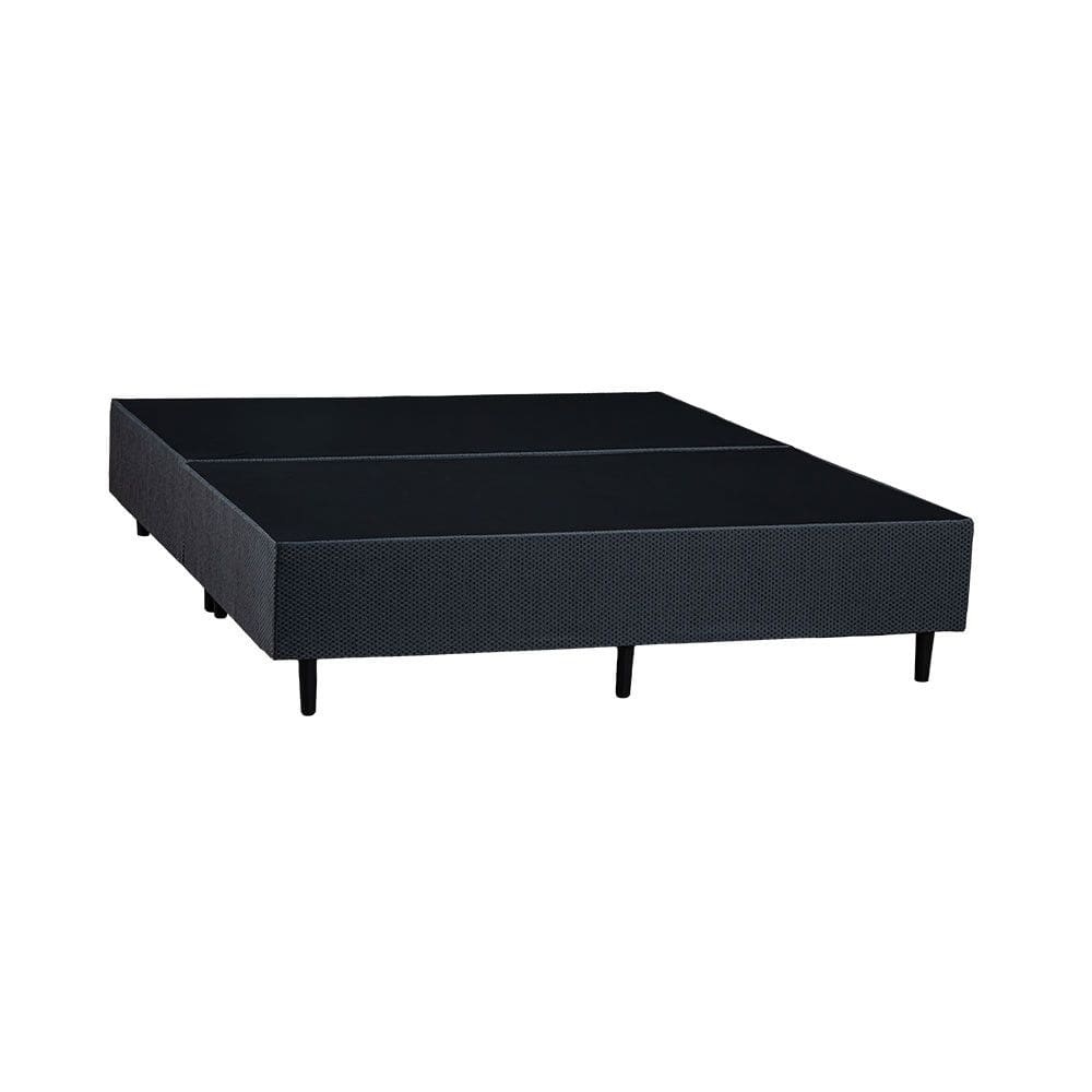 Base Box Queen Size Bipartido Cinza 158x198cm Estrutura Madeira Eucalipto Reforcada Suporte 150kg/m