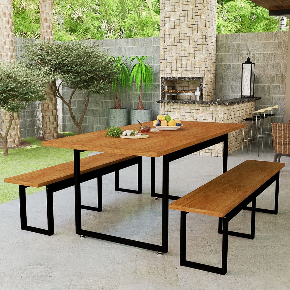 Conjunto Banco e Mesa Para Vestiário Refeitório Area Goumet