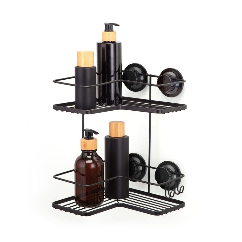 Cantoneira Dupla Black Piatina Ventosa Redonda 2607 Arthi