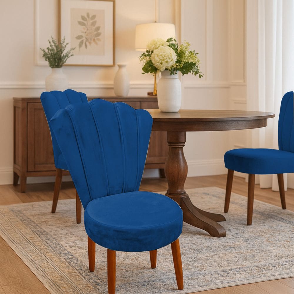 Conjunto 2 Cadeiras Estofadas Sala De Jantar Anna Suede Marinho