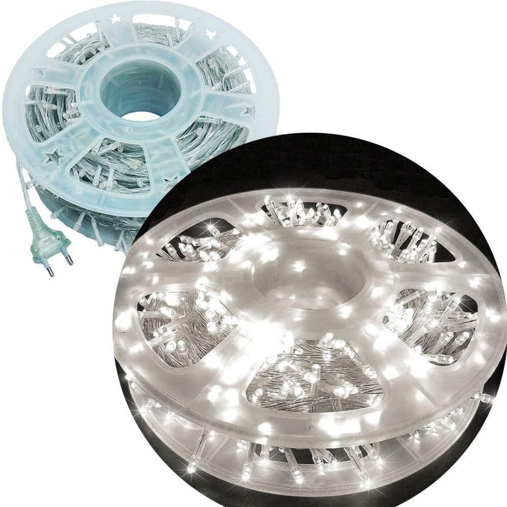 Pisca Varal Cordão Natal 300 Lâmpadas Leds Branco 50m 220v