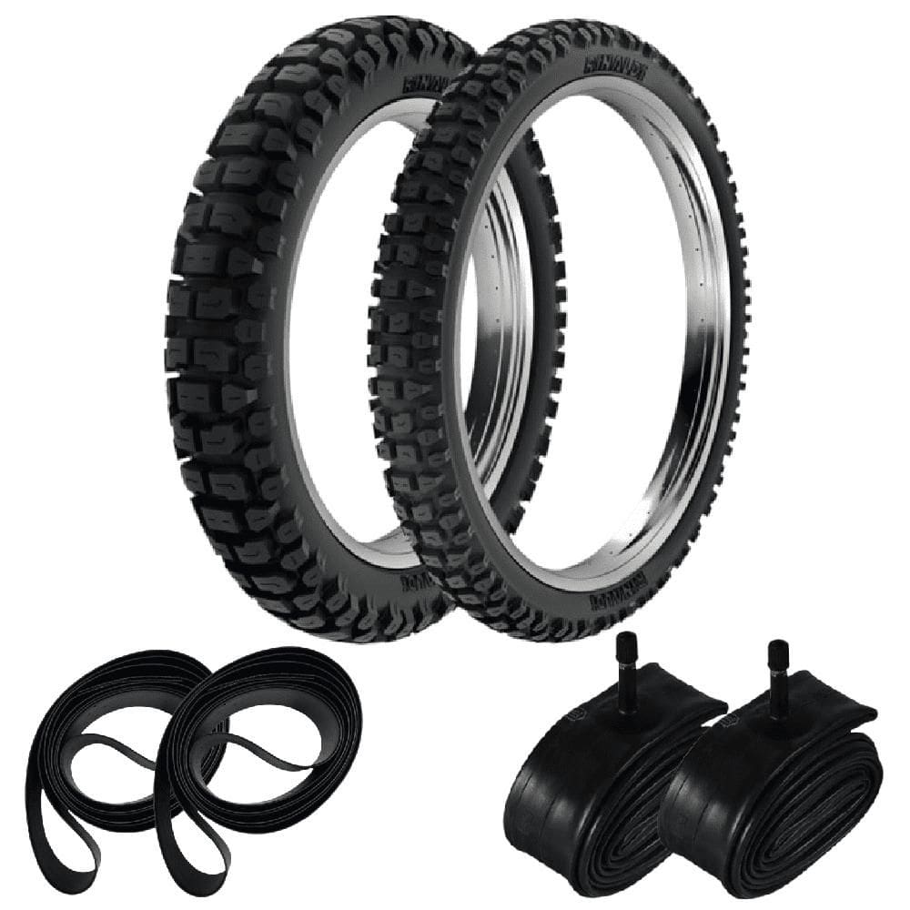 Par Pneu Bros 150 Xre 190 110/90-17 + 90/90-19 Rt36 Rinaldi + Camaras + Cintas