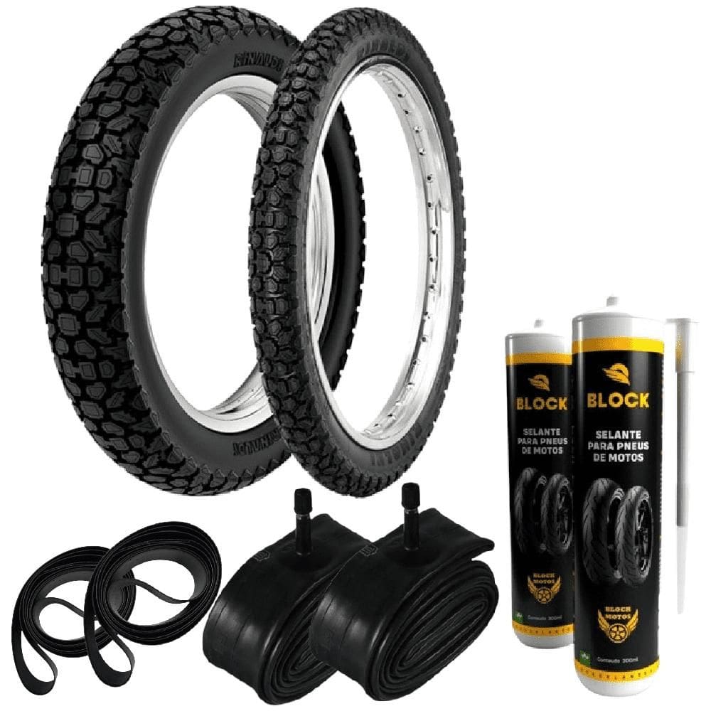 Par Pneu NXR 125 150 bros 110/90-17 + 90/90-19 Wh21 Rinaldi+ Camaras + Cintas + Selantes