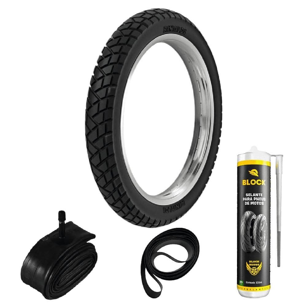 Pneu Cg 125 Cg 150 Ybr 125 Yes 125 275-18 42p R34 Rinaldi + Camara + Cinta + Selante