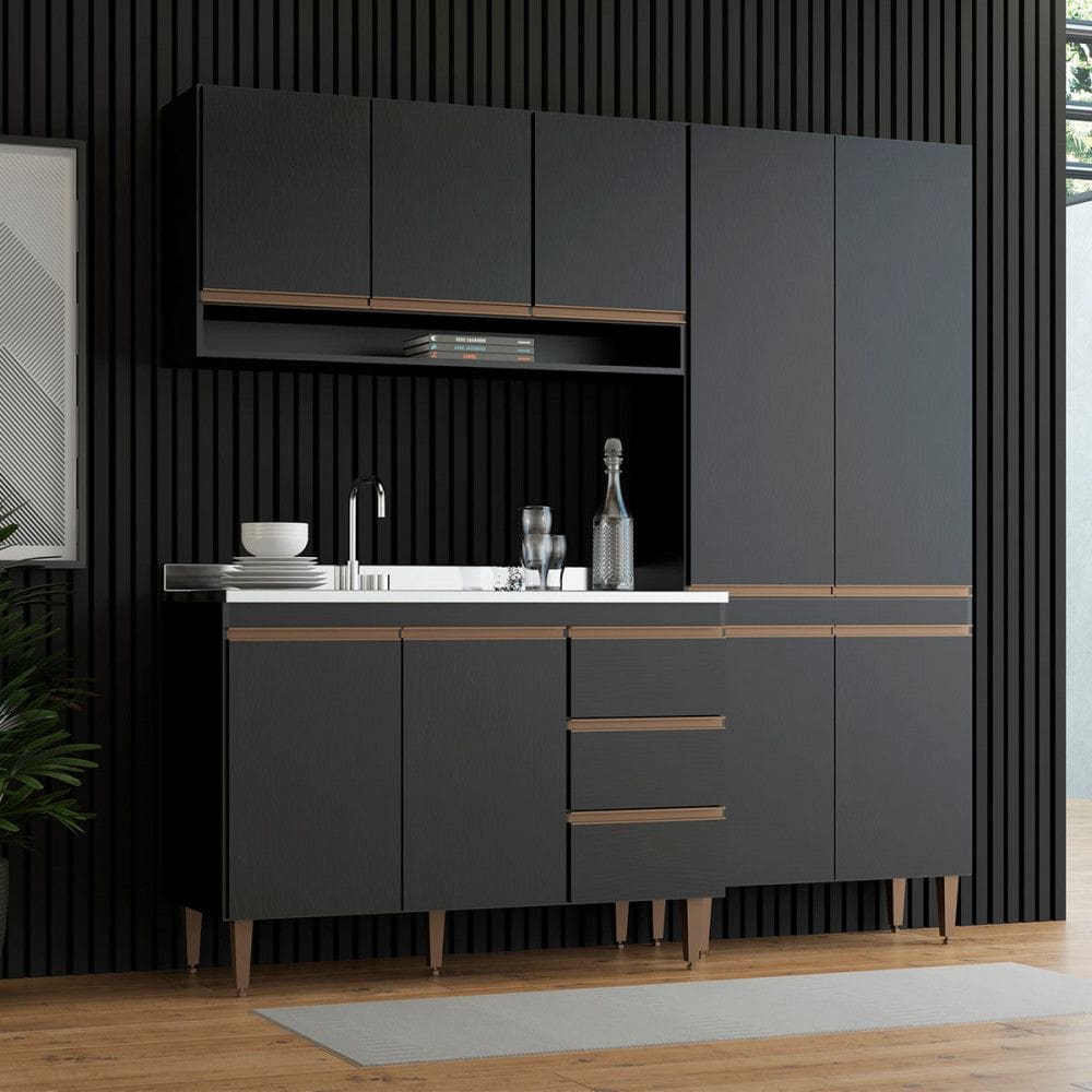 Cozinha Moderna Sabrina 200x202Cm 3 Pe?as MDP Menu M?veis