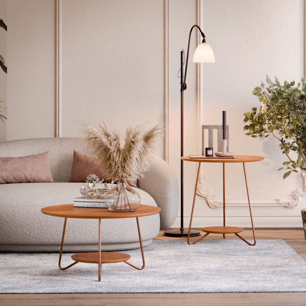 Conjunto Mesa de Centro e Apoio Liz 21765 Freijó EJ Móveis