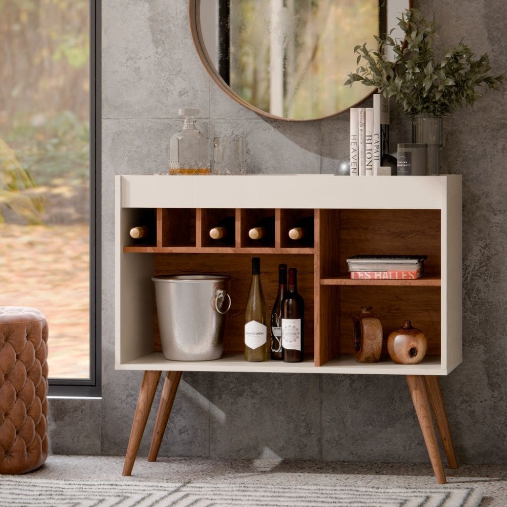 Aparador Adega New Odin 28855 Retrô Off White Freijó EJ Móveis