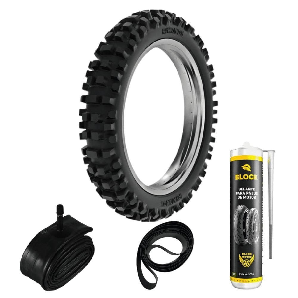 Kit Pneu Honda Biz 100 125 Pop 100 80/100-14 49m Sh31 Rinaldi + Camara + Selante + Cinta