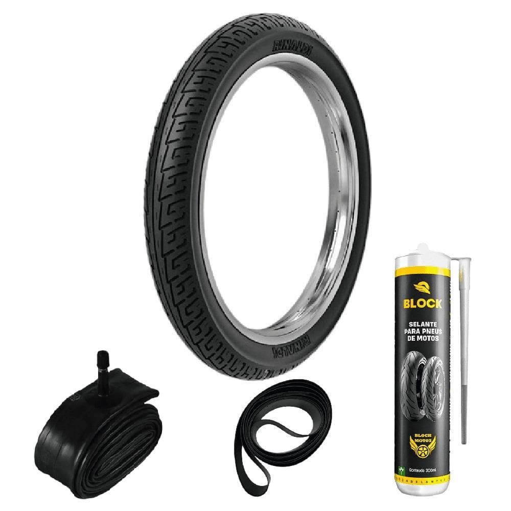 Pneu Cg 125 Cg 150 Ybr 125 Yes 125 275-18 48p Bs32 Rinaldi + Camara + Cinta + Selante