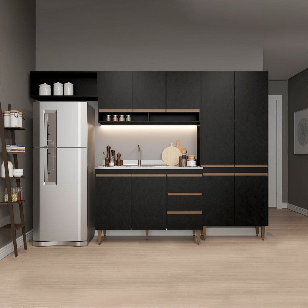 Cozinha Compacta Modulada para Kitnet 280x202Cm 4 Pe?as MDP Menu M?veis