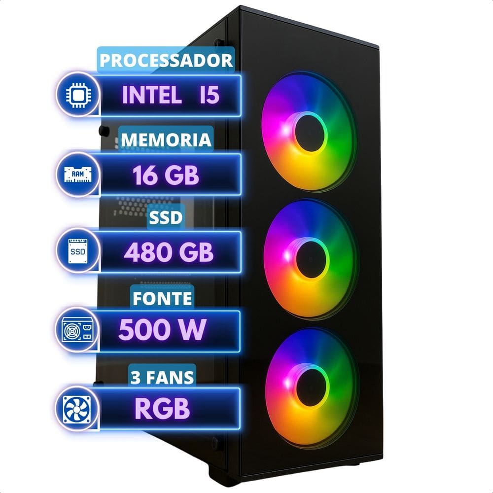 Computador Pc Gamer Montado Kit Intel Core I7 16gb Ssd 480gb 480 Gb 16 Gb Video Integrado
