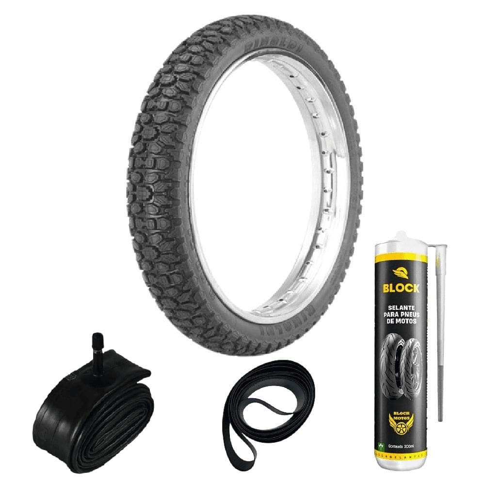 Pneu Biz 125 Pop 110i Prince 110 80/100-14 49l Wh21 Rinaldi + Câmara + Cinta + Selante