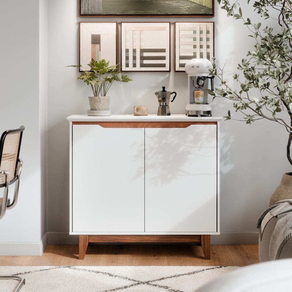 Buffet Aparador 2 Portas sem Gaveta Flow Branco EJ Móveis