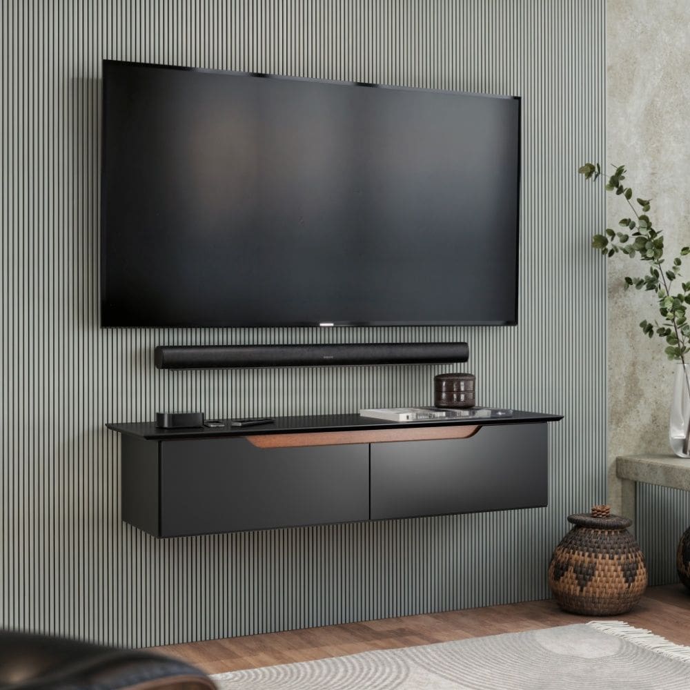 Rack Aparador Suspenso 2 Portas Flow Preto EJ Móveis