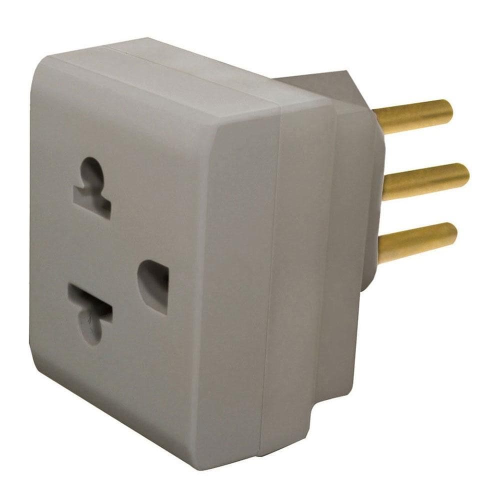 Plugue Adaptador PB 2P+T 10 Ampères Cinza - 690662 - PIAL