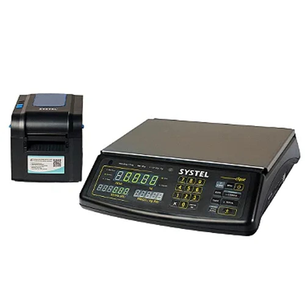 Combo Balança Systel Clipse 15kg Preta + Impressora Térmica Quo Novo
