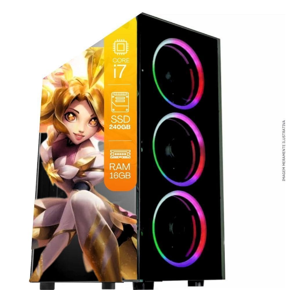 Computador PC Gamer TOB Intel Core i7 SSD 240GB 16GB Windows 10 Pro Trial