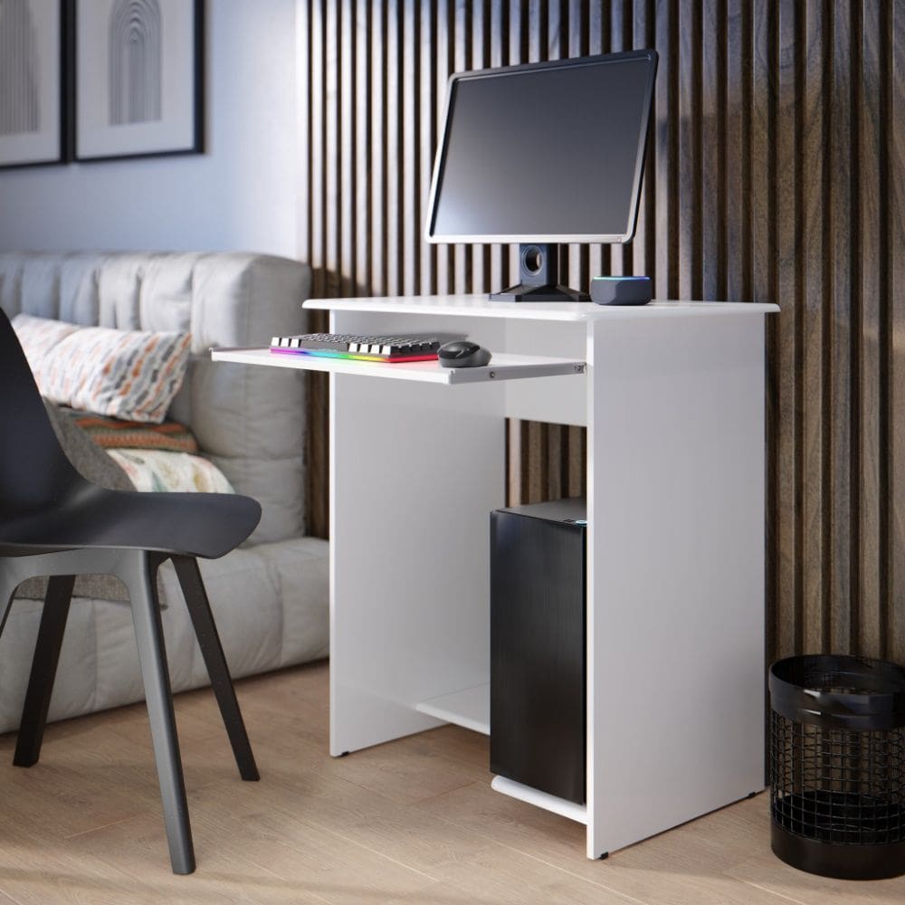 Mesa de Computador Escrivaninha Prática 6300 Branco EJ Móveis