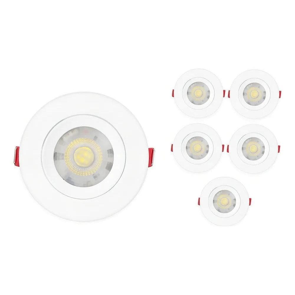2X Kit 6 Ry Spot Led 7W Redondo Embutir Direcionável Cor B
