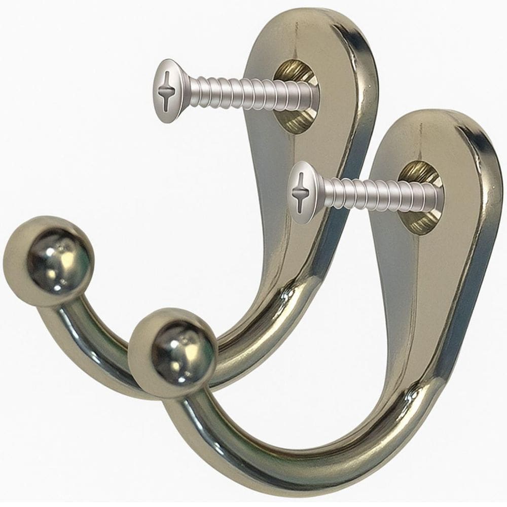 2 Ganchos Cromado Cabide Parede Toalha Vertical 2 Parafusos