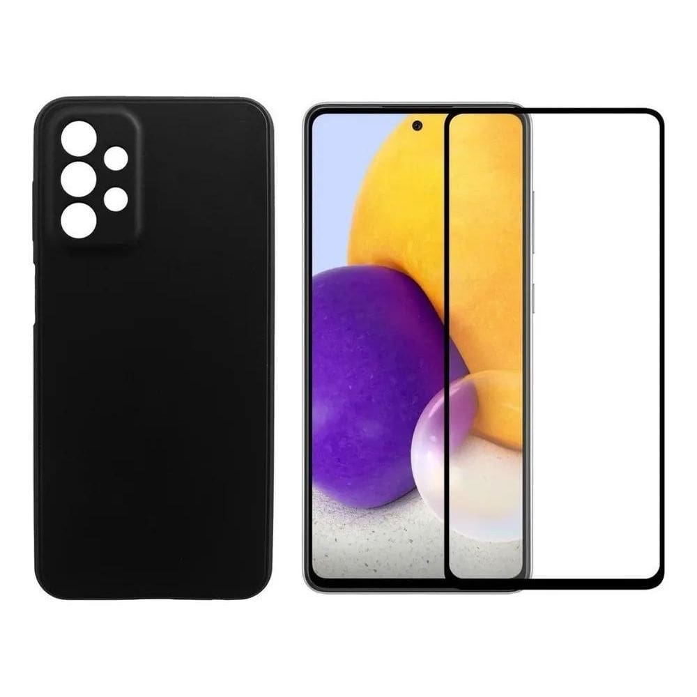 2X Kit Capa Case Aveludada Preta Para Galaxy A53 + Pelicula