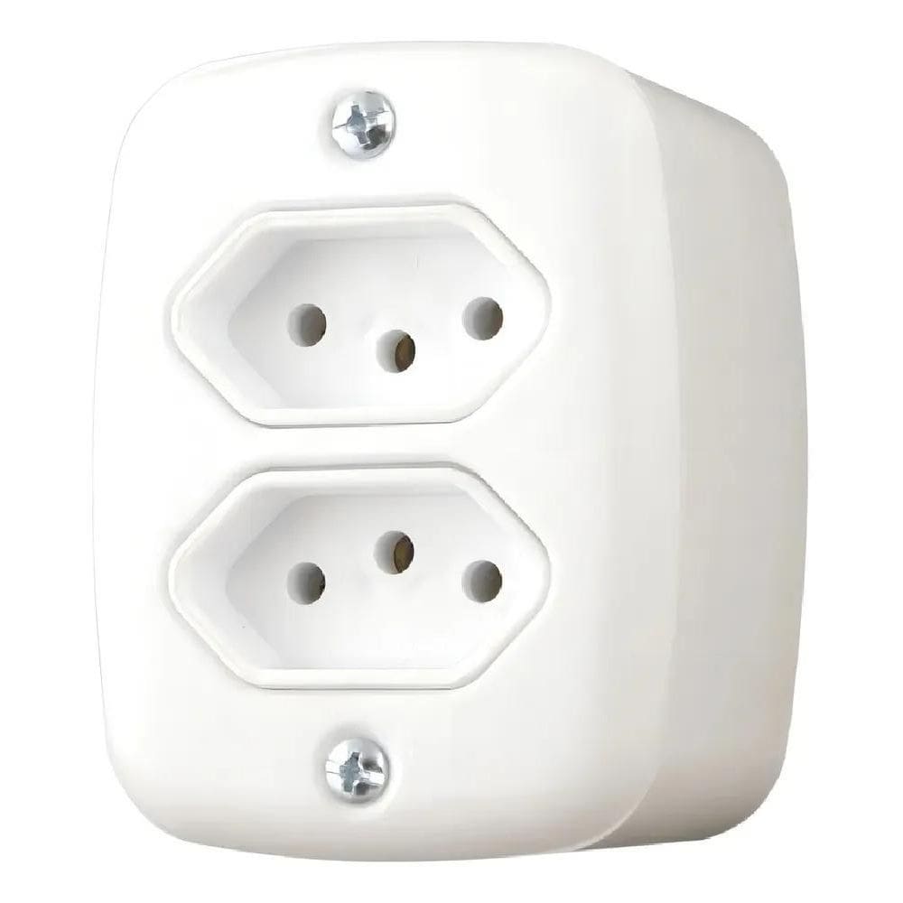 Tomada Dupla Sobrepor Sistema X 20A Com Caixa Externa Pluzie