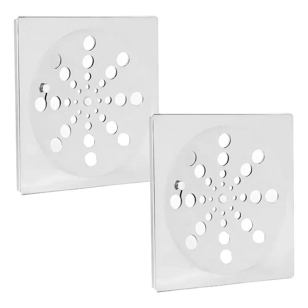 2X Kit 2 Ralo Grelha Quadrada Em Aço Inox Com Fecho Rotati