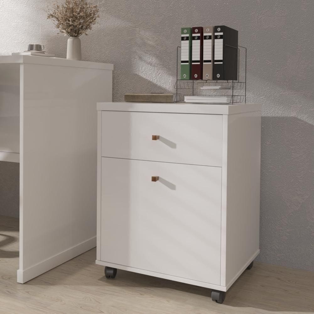 Gaveteiro Multiuso Com 2 Gavetas Para Escritório Verbena - Branco