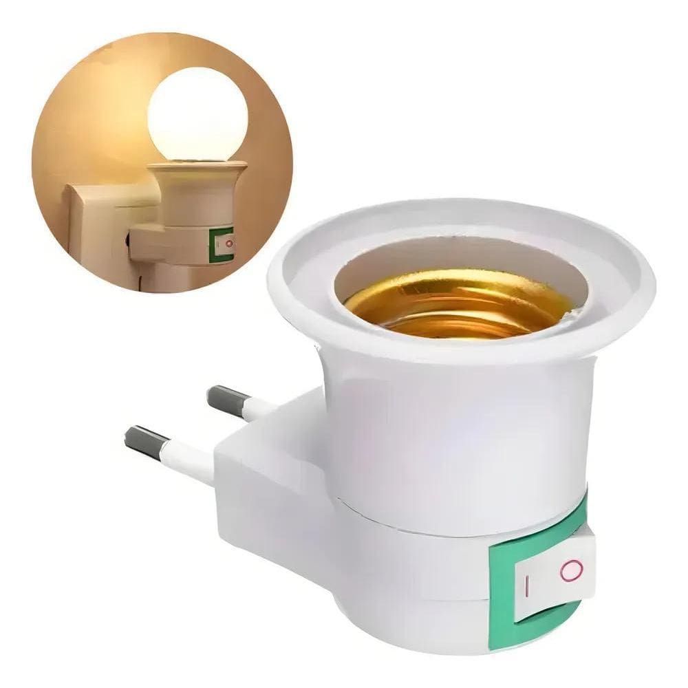 2X Adaptador Soquete E27 Para Lâmpada Tomada Chave Liga De