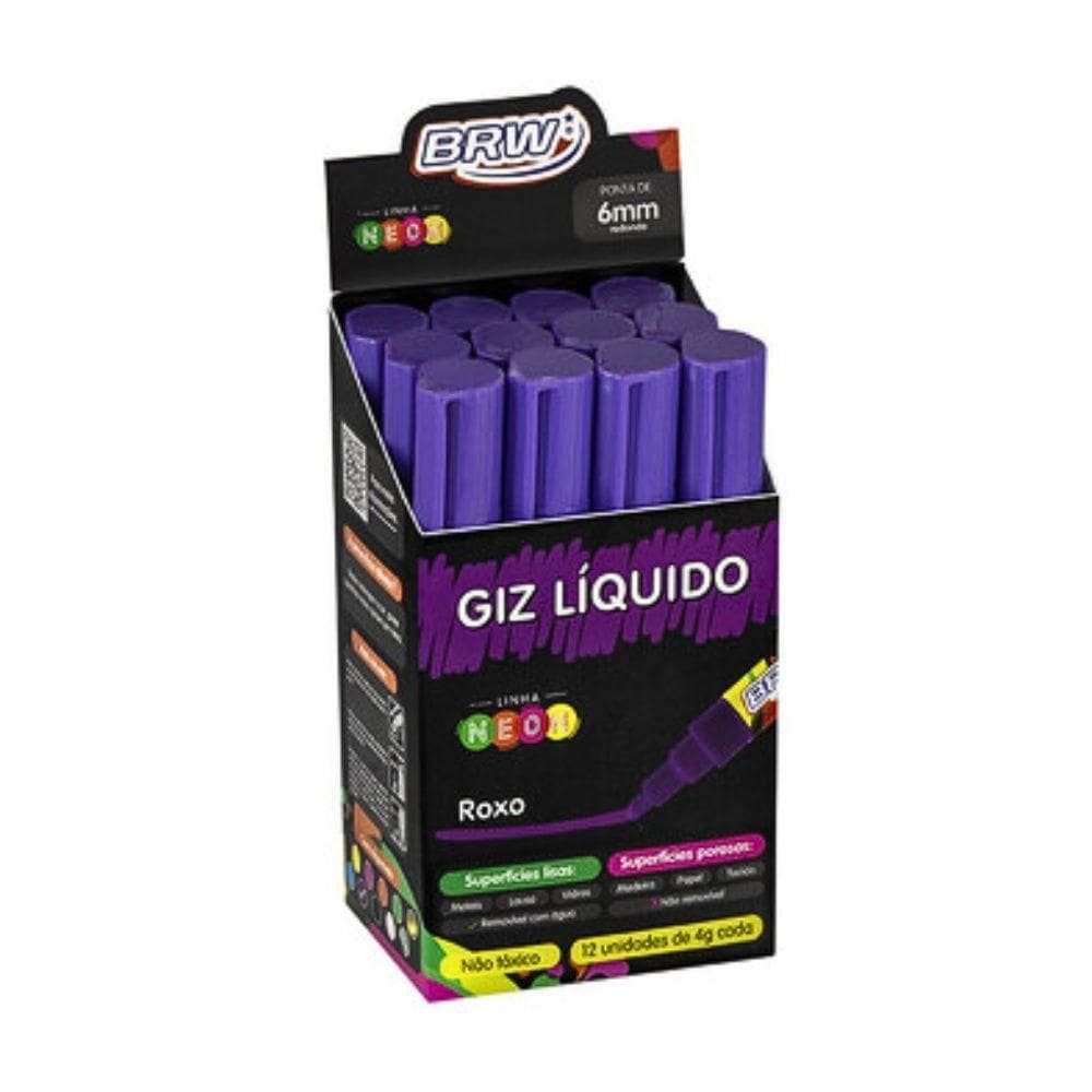 Caixa Caneta Giz Líquido 6mm 4g Evoke Com 12 Unidades Brw Roxo