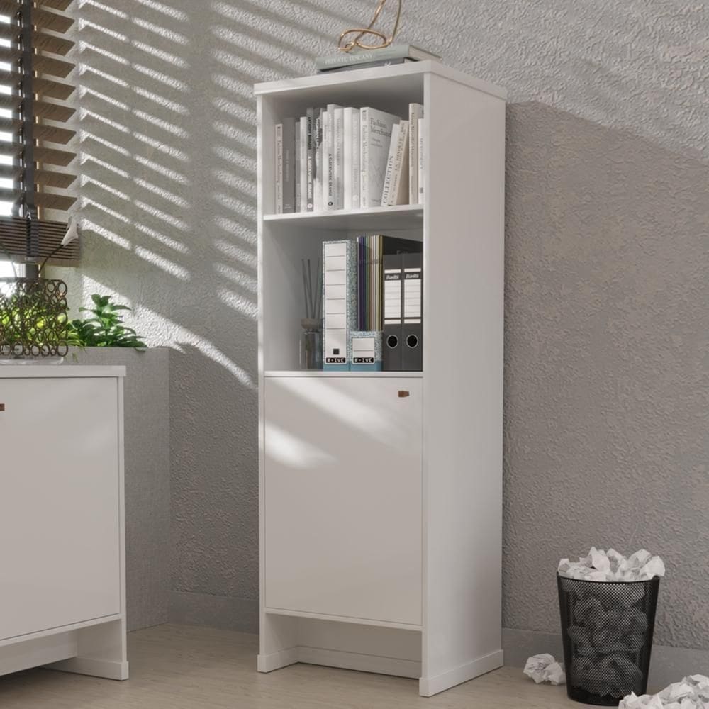 Armário Escritório Com Prateleira E 1 Porta 143cm Verbena - Branco